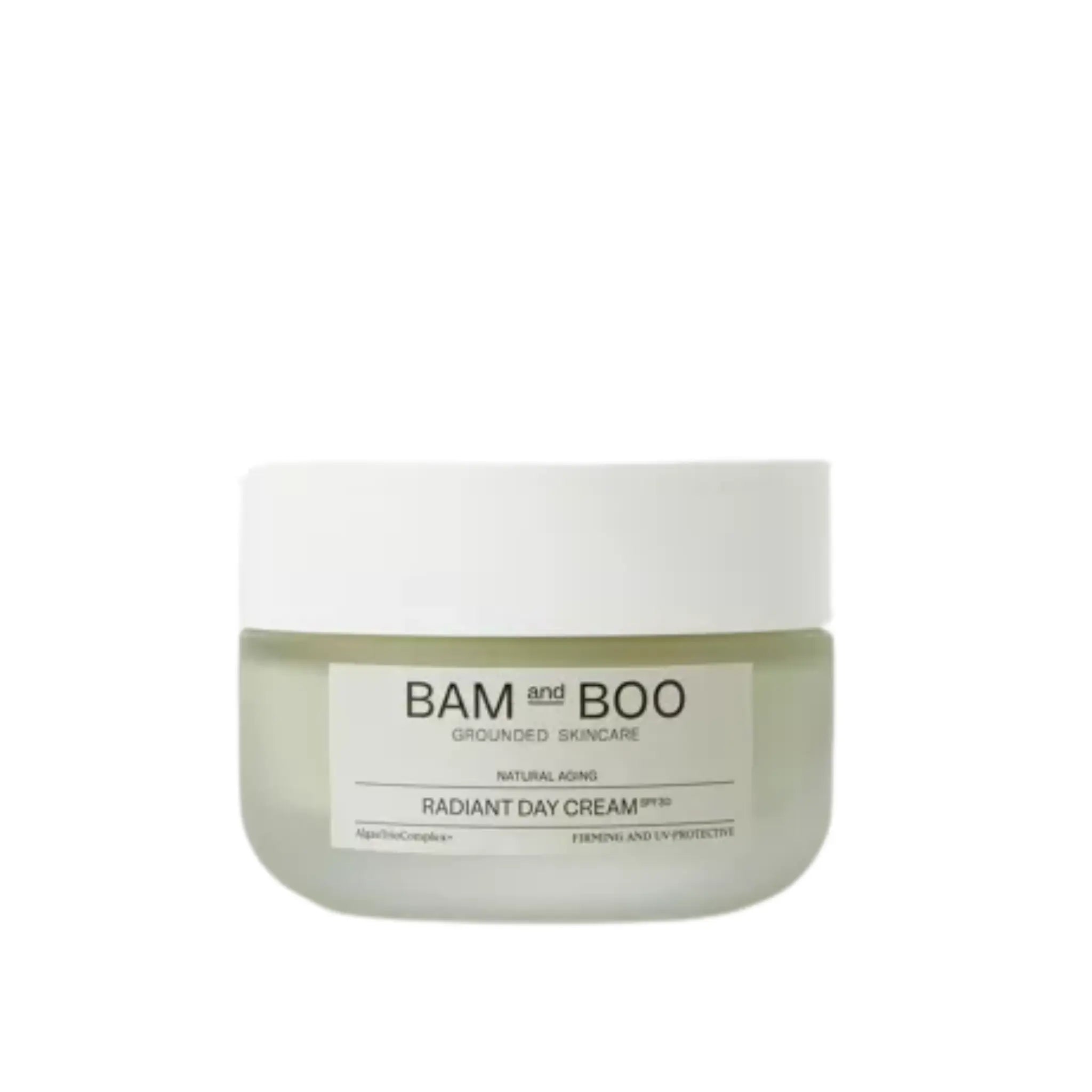 Skincare jar labeled 'BAM and BOO' on a white background