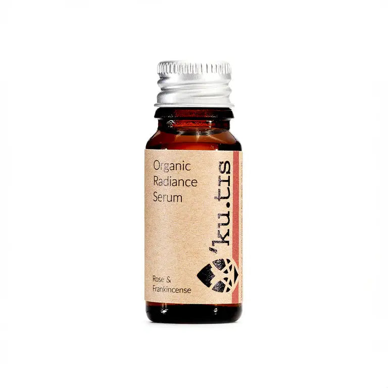 Organic Radiance Serum bottle with 'kutis' branding on a white background, front
