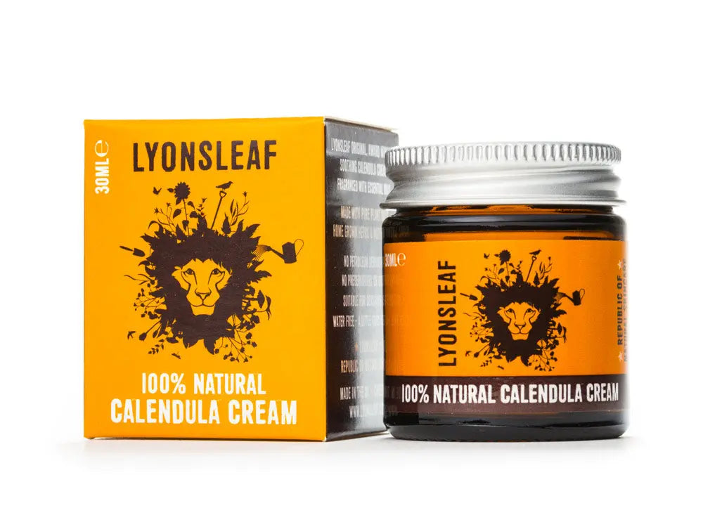 LYONSLEAF 100% Natural Calendula Cream jar and packaging on a white background