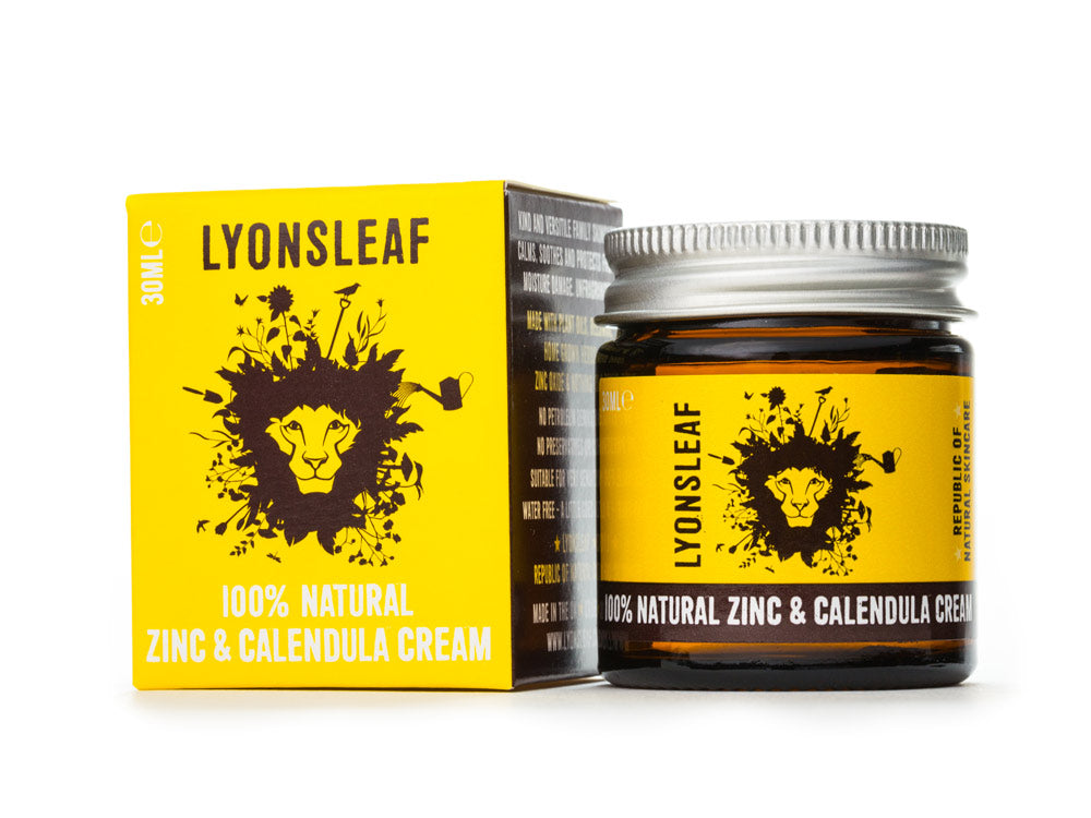 LYONSLEAF 100% Natural Zinc & Calendula Cream jar and packaging on a white background