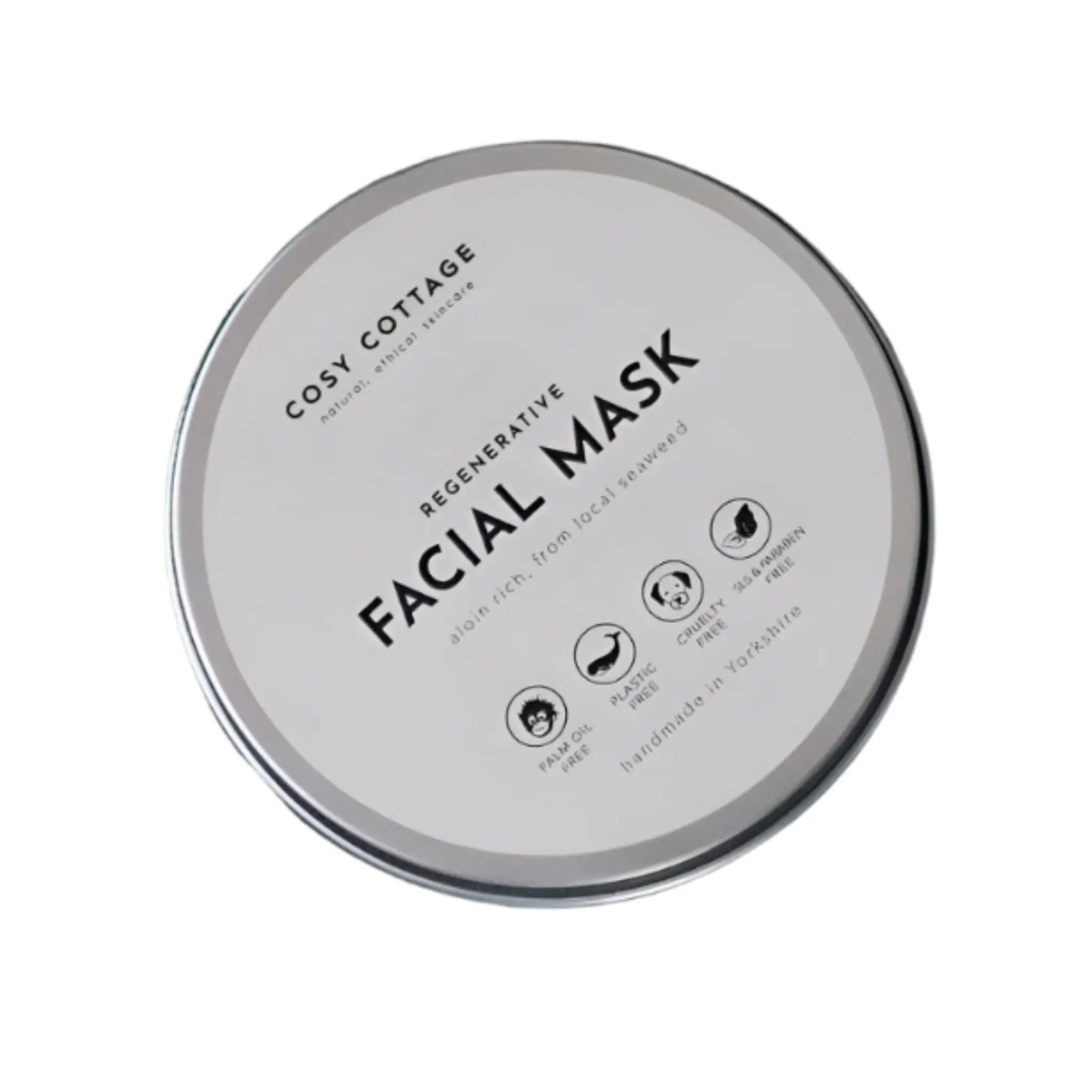 Cosy Cottage facial mask packaging on a white background