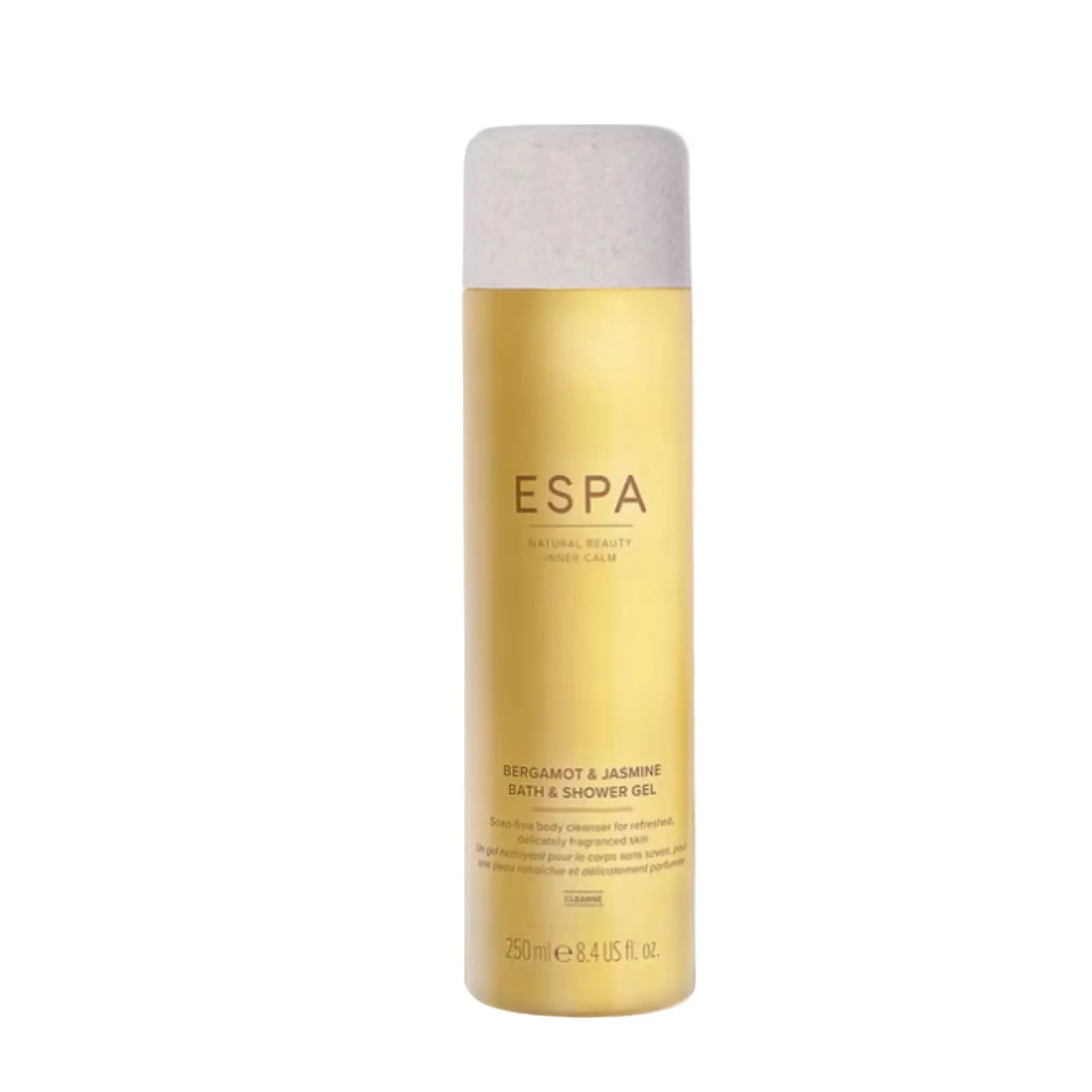 ESPA body wash on white background.