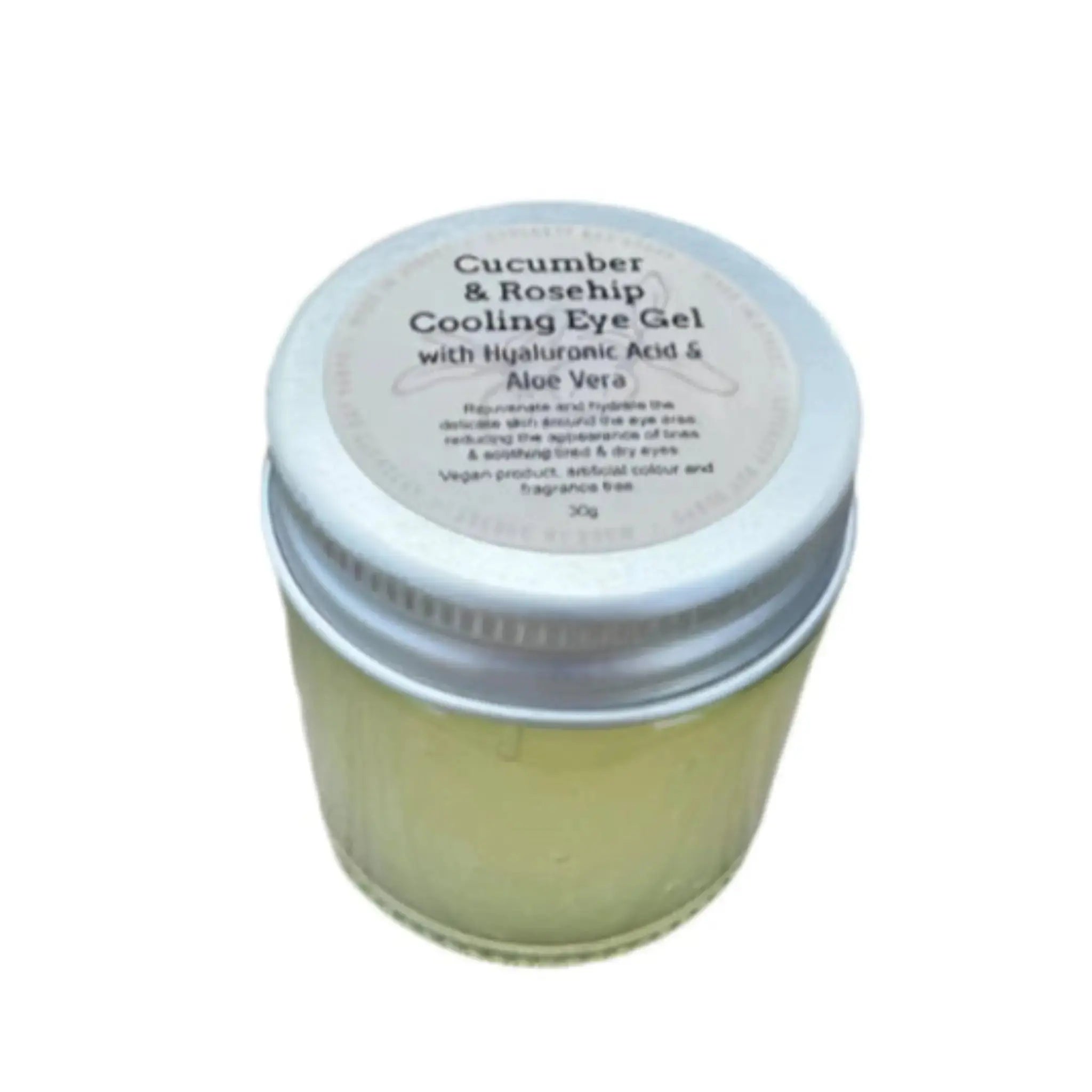 Lytchett bay soap cucumber & rosehip colling eye gel on white background.