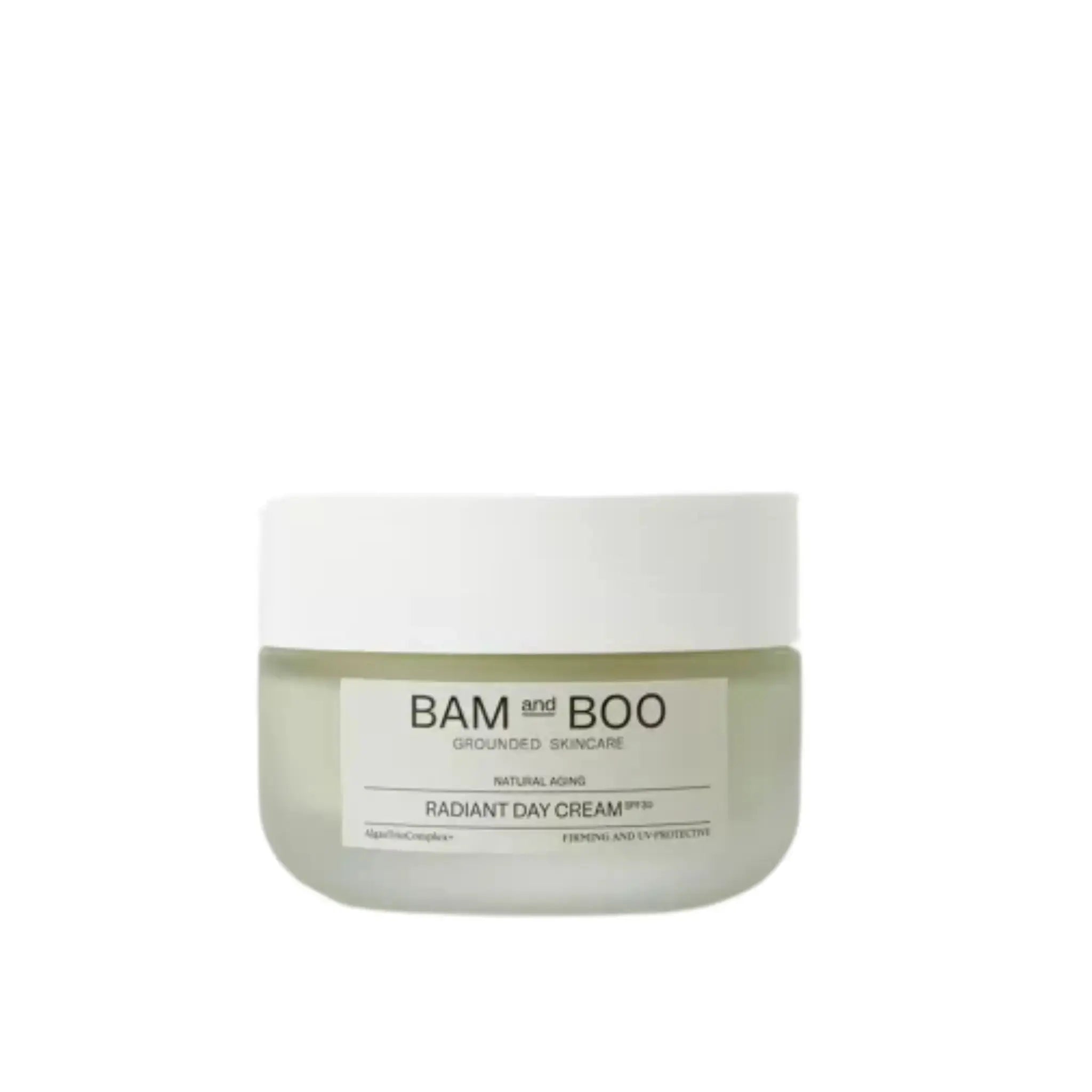 Image of bam and boo face cream with spf 30 protection. On white background.