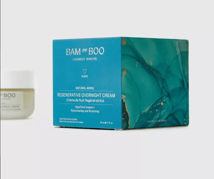 BAM BOO regenerative overnight cream packaging on a white background
