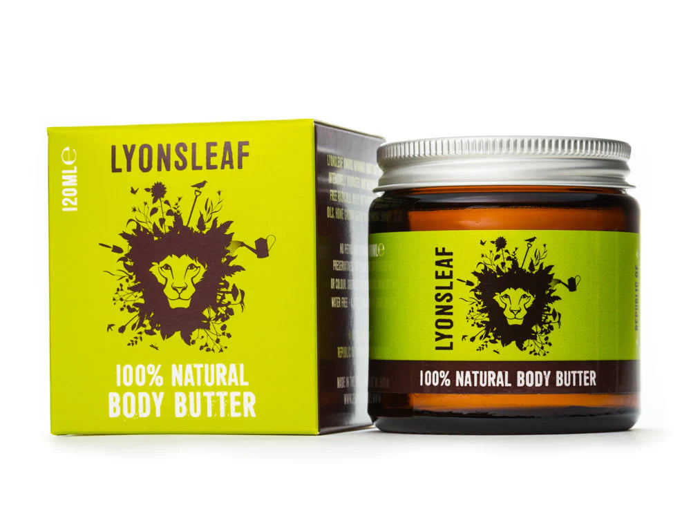 LYONSLEAF natural body butter jar and box on a white background