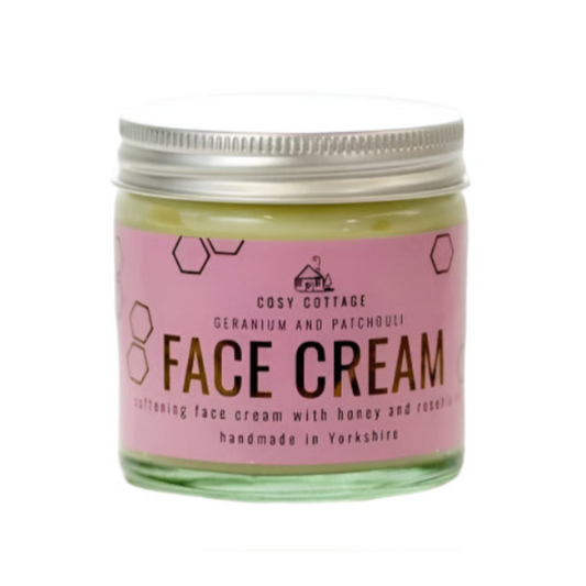 Cosy Cottage Soap Natural Face Cream with Geranium & Patchouli, front