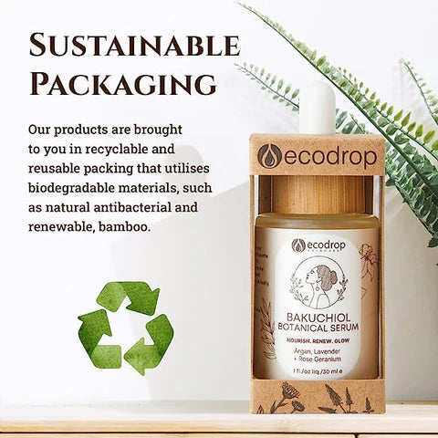 Ecodrop skincare product with sustainable packaging on a white background