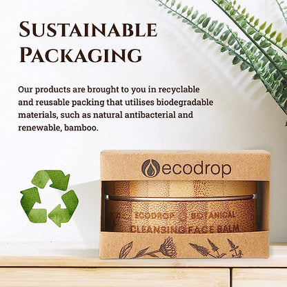 Ecodrop product packaging with sustainable text and recycling symbol on a light background