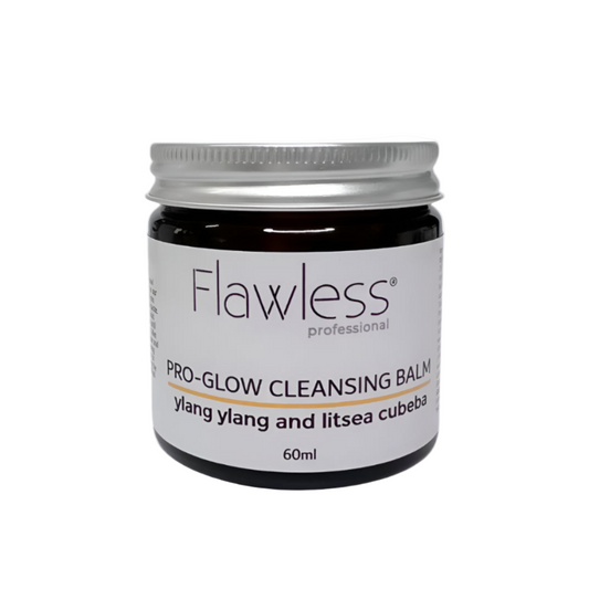 Flawless Pro-Glow Cleansing Balm jar on a white background, lid on, front