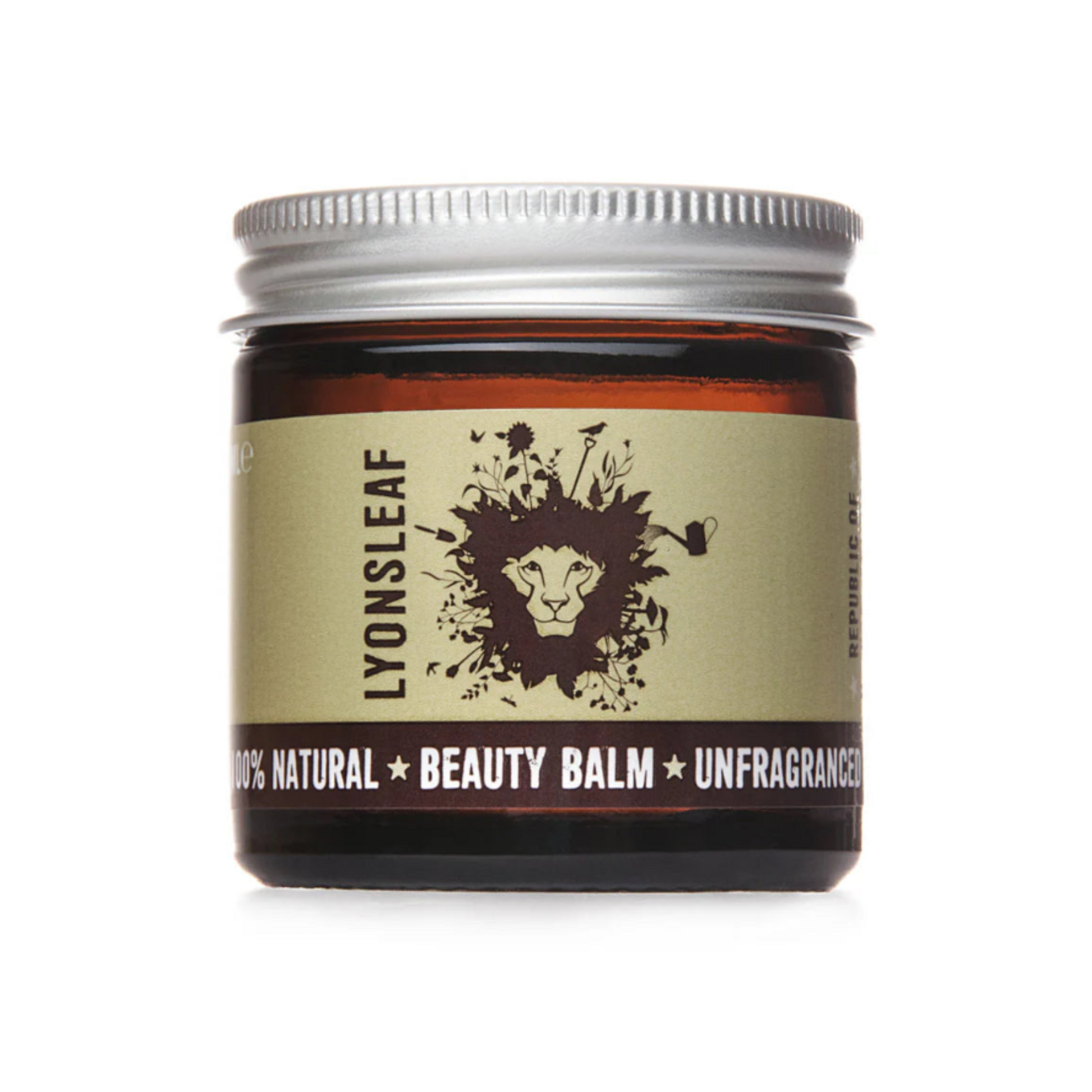 Jar of Lyonsleaf natural beauty balm unfragranced on a white background