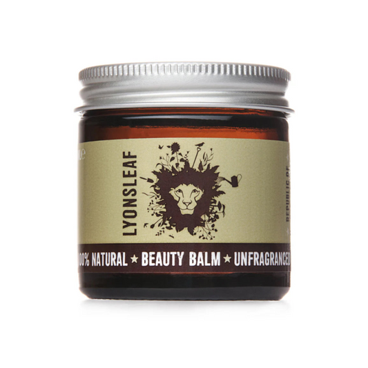 Jar of Lyonsleaf natural beauty balm unfragranced on a white background