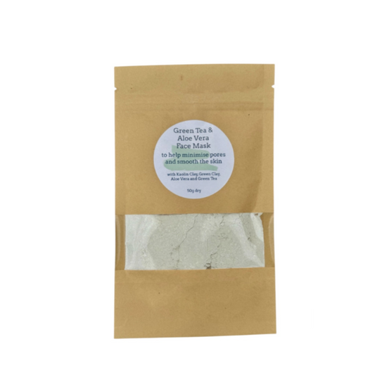 Green Tea & Aloe Vera Face Mask packaging on a white background