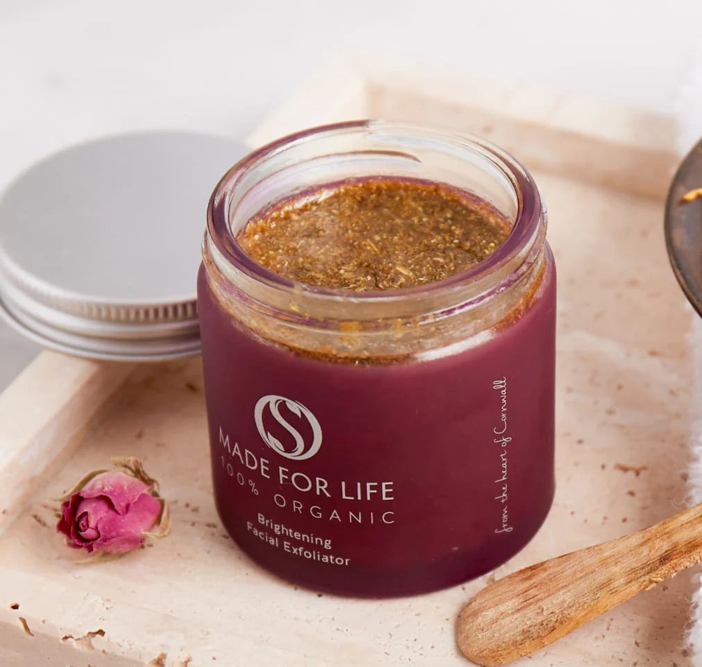 Made For Life Organics Gentle Face Exfoliator 50ml, open lid, texture