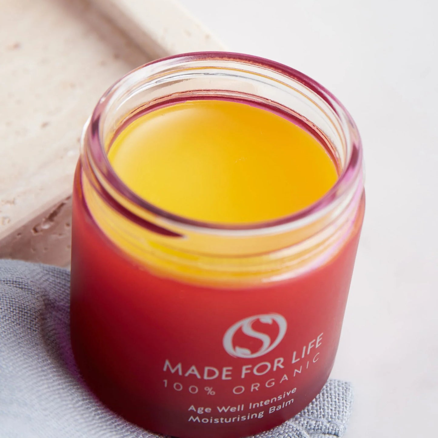 Made For Life Organics Intensive Moisturiser for Sensitive Skin 50ml, front, lid off, texture