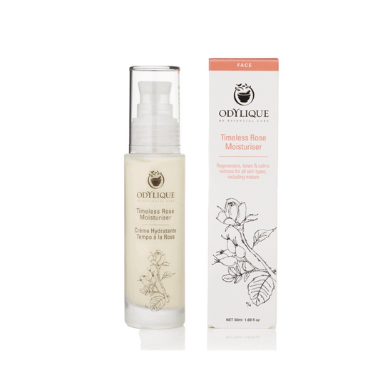 Odylique Timeless Rose Moisturizer with packaging on a white background