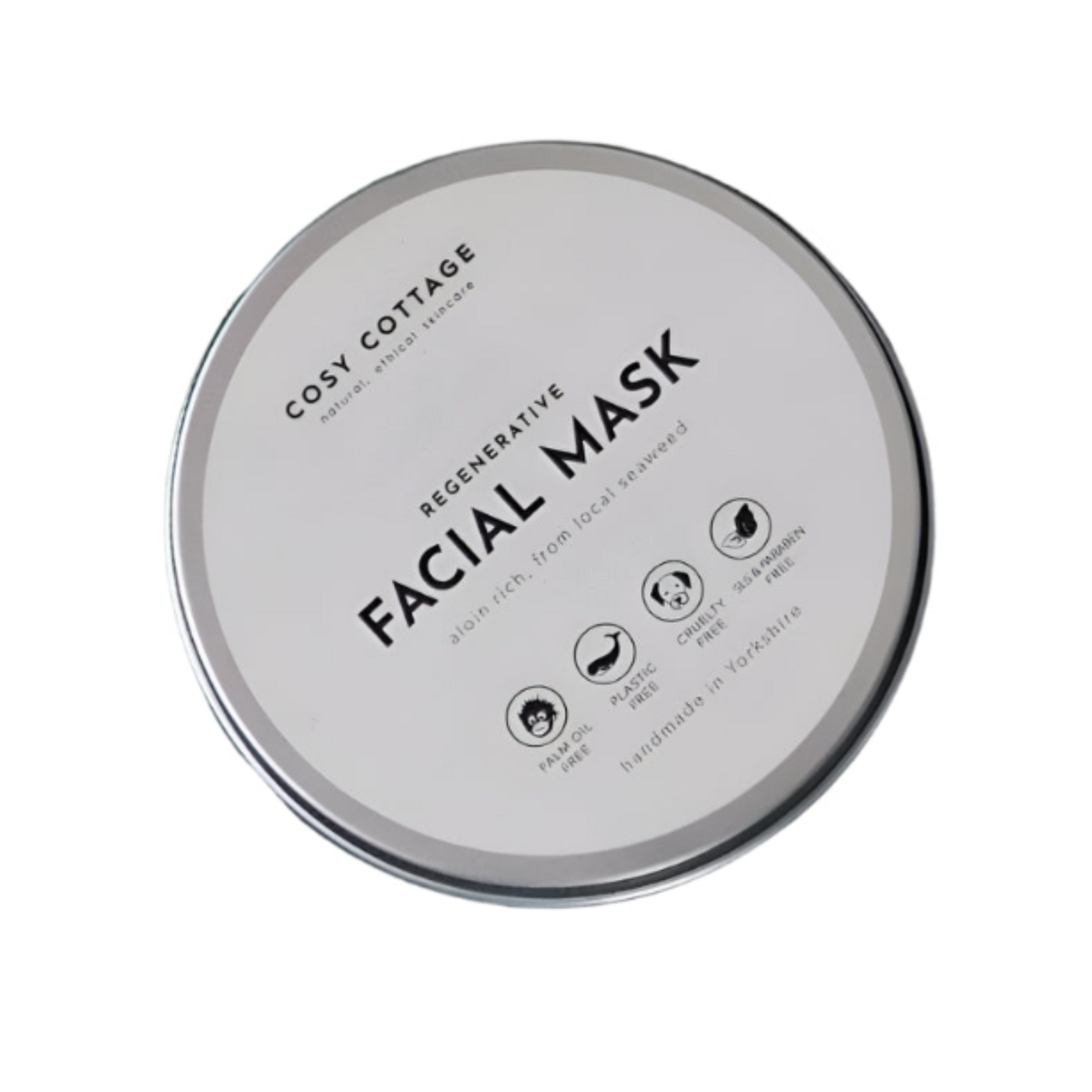 Cosy Cottage facial mask packaging on a white background