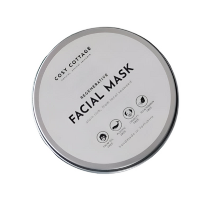 Cosy Cottage facial mask packaging on a white background