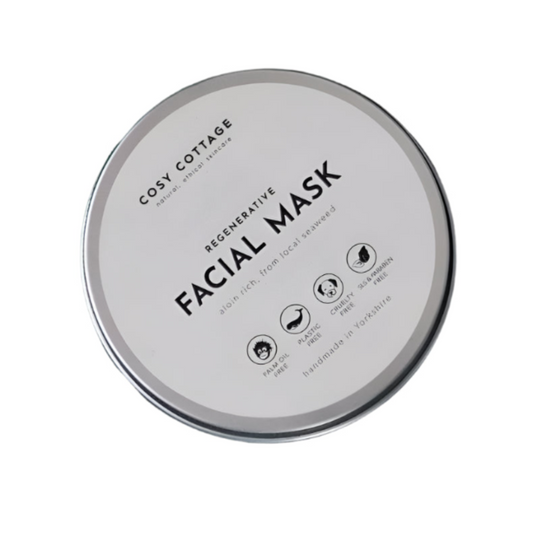 Cosy Cottage facial mask packaging on a white background